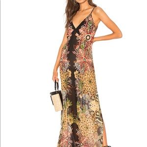 FREE PEOPLE WILDFLOWER PRINTED SLIP DRESS IN BLACK